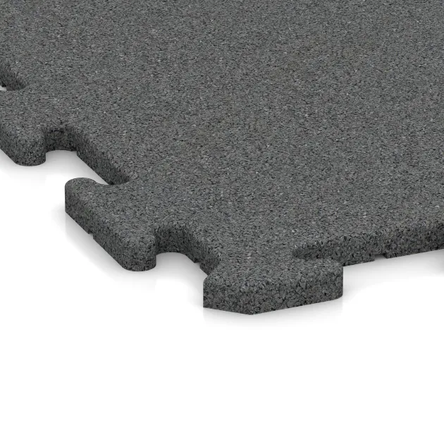 Detailaufnahme der Randausprägung von WARCO-Produkt 3962, Hundsportgolv HD, Format 1000 x 1000 x 18 mm, Farbe Skiffergrå.