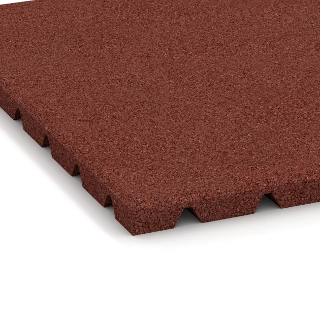 Detailaufnahme der Randausprägung von WARCO-Produkt 0533, Golvplattor för balkong, Format 50 × 50 × 2,5 cm, Farbe Tegelröd.
