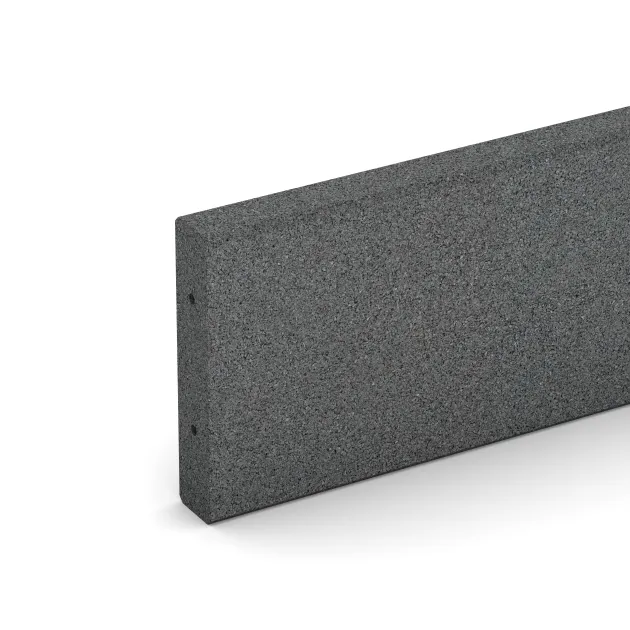 Detailaufnahme der Randausprägung von WARCO-Produkt 2595, Gummikantsten, Format 1000 x 50 x 250 mm, Farbe Skiffergrå.