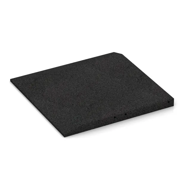 Detailaufnahme der Randausprägung von WARCO-Produkt 0473, Eck-Platte (zwei Seiten abgeschrägt), Format 500 x 500 x 40 mm, Farbe Anthracite.