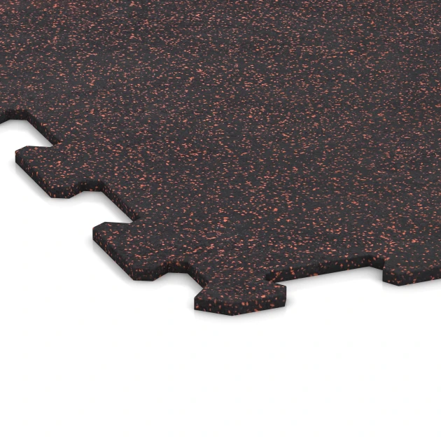 Detailaufnahme der Randausprägung von WARCO-Produkt 1049, Fitnessgolv Kompakt, Format 970 x 970 x 8 mm | 0,94 m, Farbe Lätt Röd Sprøjtet.