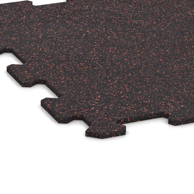 Detailaufnahme der Randausprägung von WARCO-Produkt 0912, Fitnessgolv Kompakt, Format 485 x 485 x 8 mm | 0,235 m², Farbe Lätt Röd Sprøjtet.