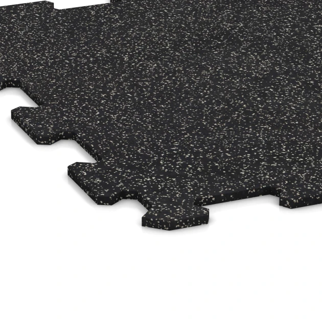 Detailaufnahme der Randausprägung von WARCO-Produkt 0920, Fitnessgolv Kompakt, Format 485 x 485 x 8 mm | 0,235 m², Farbe Lätt Grå Spräcklig.