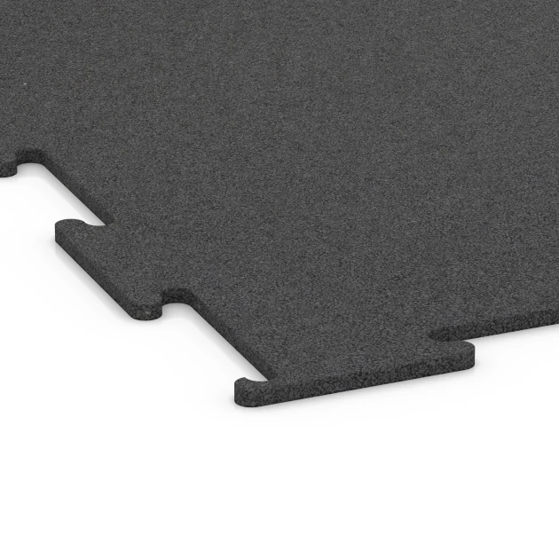 Detailaufnahme der Randausprägung von WARCO-Produkt 6455, Fitnessgolv Kompakt, Format 50 × 50 × 0,8 cm, Farbe Antracit.
