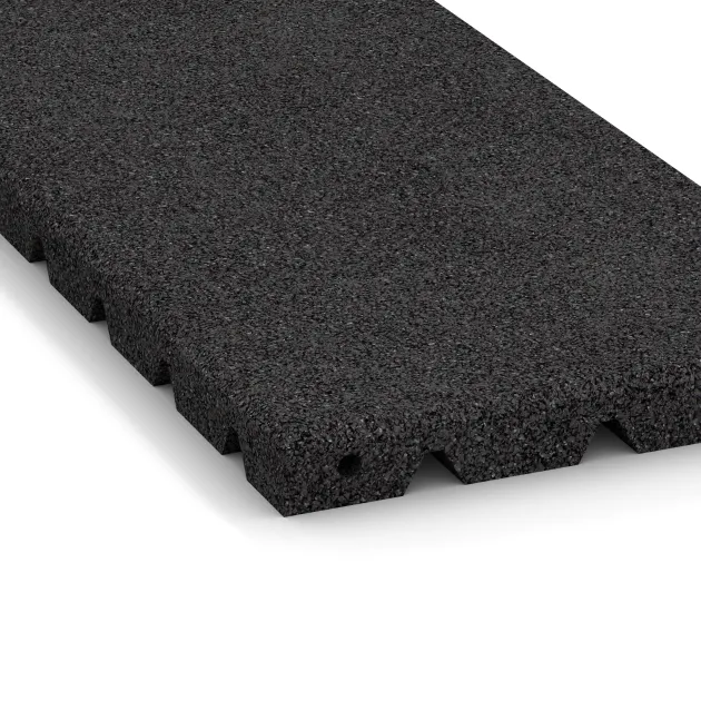 Detailaufnahme der Randausprägung von WARCO-Produkt 0383, halbe Platte, Format 500 x 250 x 30 mm, Farbe Anthracite.