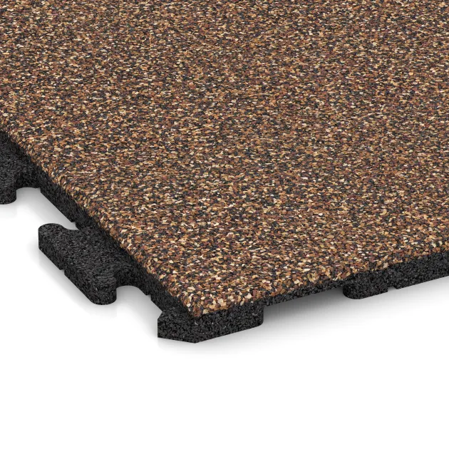 Detailaufnahme der Randausprägung von WARCO-Produkt 1575, Spiel-Bodenbelag, Format 1000 x 1000 x 30 mm, Farbe Bast & Bark.