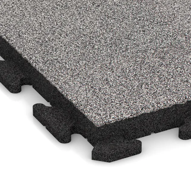 Detailaufnahme der Randausprägung von WARCO-Produkt 4628, Terrassplatta Classic, Format 500 x 500 x 50 mm, Farbe Grå Melange.