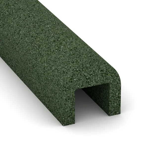 Detailaufnahme der Randausprägung von WARCO-Produkt 2588, Gummi för kantsten, Format 1000 x 100 x 100 - [60 x 50]mm, Farbe Gräsgrön.