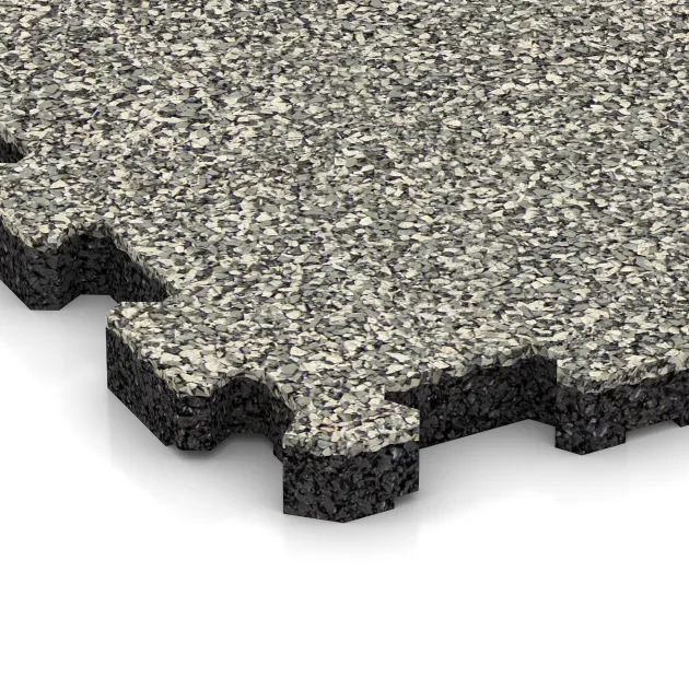 Detailaufnahme der Randausprägung von WARCO-Produkt 5424, Treppenbelag, Format 306 x 306 x 20 mm, Farbe Ljus Granit.