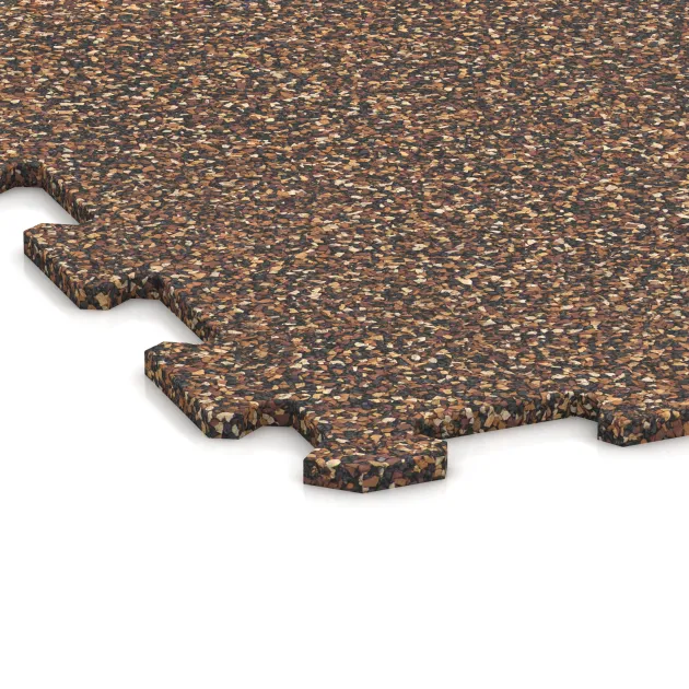 Detailaufnahme der Randausprägung von WARCO-Produkt 1024, Fitnessgolv Kompakt, Format 970 x 970 x 8 mm | 0,94 m, Farbe Bast & Bark.