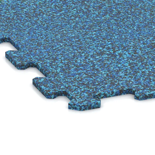 Detailaufnahme der Randausprägung von WARCO-Produkt 1029, Fitnessgolv Kompakt, Format 970 x 970 x 8 mm | 0,94 m, Farbe Atlantic.
