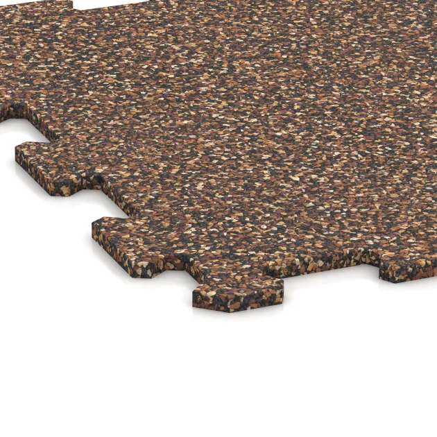 Detailaufnahme der Randausprägung von WARCO-Produkt 0887, Fitnessgolv Kompakt, Format 485 x 485 x 8 mm | 0,235 m², Farbe Bast & Bark.