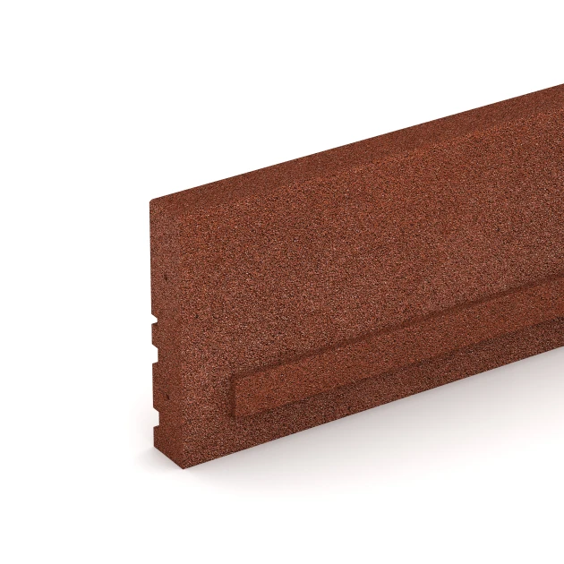 Detailaufnahme der Randausprägung von WARCO-Produkt 3785, Gummibordsten, Format 100 × 5 × 25 cm, Farbe Tegelröd.