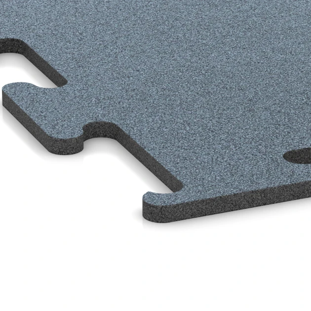 Detailaufnahme der Randausprägung von WARCO-Produkt 6160, Fitness Performance Elite Träningsgolv, Format 100 x 100 x 1,5 cm | 1,00 m², Farbe Åldrat silver.