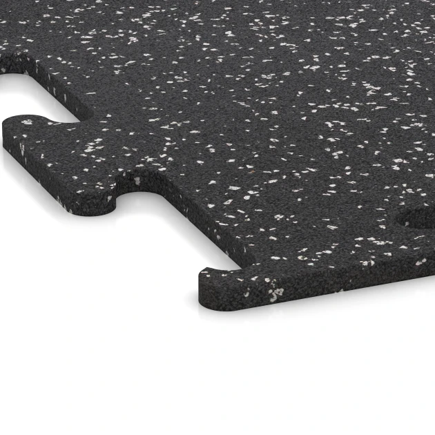 Detailaufnahme der Randausprägung von WARCO-Produkt 3777, Fitness Performance Elite Träningsgolv, Format 100 x 100 x 1,5 cm | 1,00 m², Farbe Lätt Grå Spräcklig.
