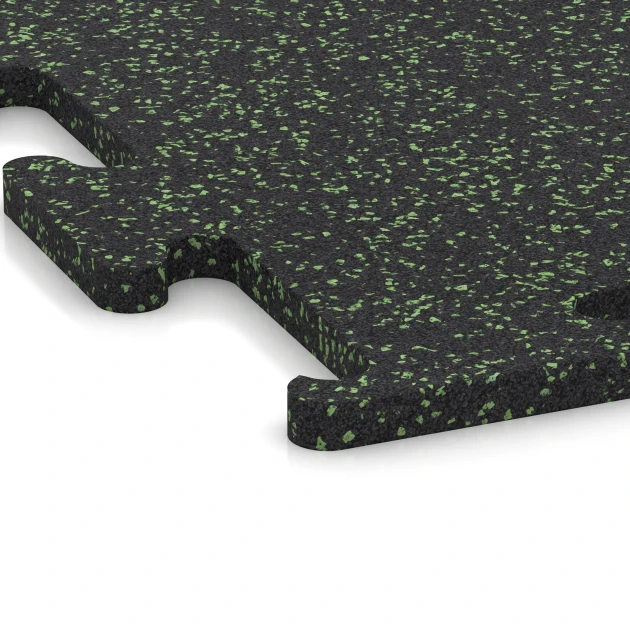 Detailaufnahme der Randausprägung von WARCO-Produkt 6979, Fitness Performance Elite Träningsgolv, Format 100 x 100 x 2 cm | 1,00 m², Farbe Lätt Grön Fläckig.