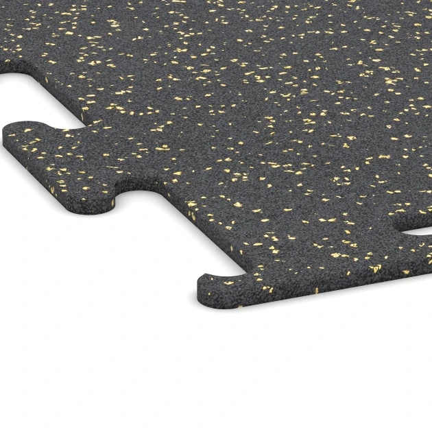 Detailaufnahme der Randausprägung von WARCO-Produkt 3764, Fitness Performance Elite Träningsgolv, Format 50 x 50 x 1 cm | 0,25 m², Farbe Lätt Gul Prickig.