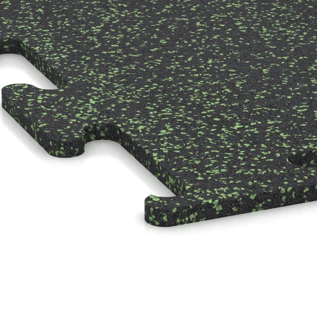 Detailaufnahme der Randausprägung von WARCO-Produkt 3771, Fitness Performance Elite Träningsgolv, Format 50 x 50 x 1,5 cm | 0,25 m², Farbe Lätt Grön Fläckig.