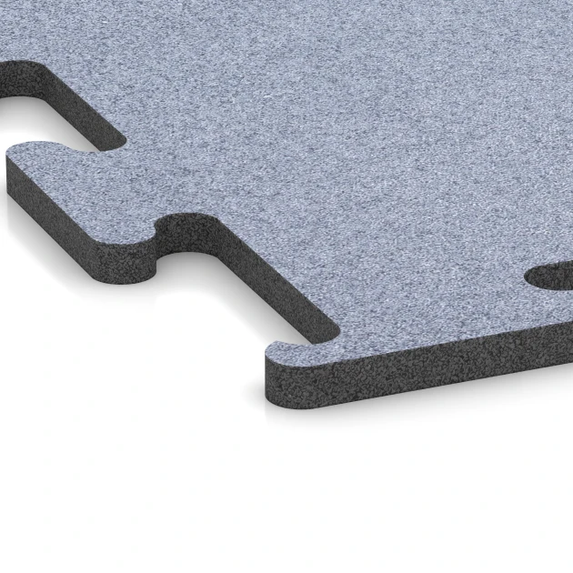 Detailaufnahme der Randausprägung von WARCO-Produkt 6156, Fitness Performance Elite Träningsgolv, Format 50 x 50 x 2 cm | 0,25 m², Farbe Dimgrå.