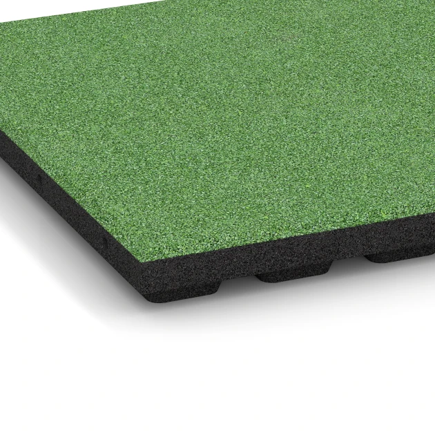 Detailaufnahme der Randausprägung von WARCO-Produkt 6133, Fallskyddsplatta – 125 cm, Format 50 x 50 x 4 cm, Farbe Lindgrön.