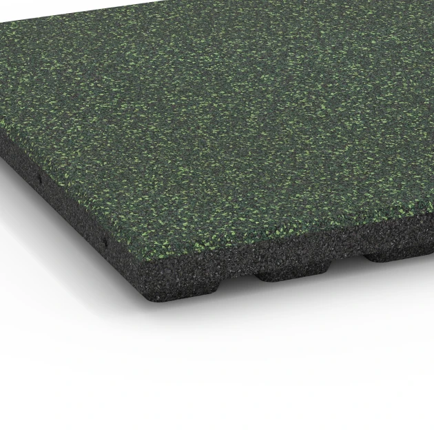 Detailaufnahme der Randausprägung von WARCO-Produkt 6424, Fallskyddsplatta – 120 cm, Format 50 x 50 x 4 cm, Farbe Engelskt gräs.