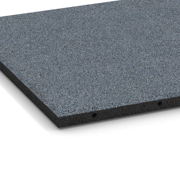 Detailaufnahme der Randausprägung von WARCO-Produkt 6130, Fallskyddsplatta – 95 cm, Format 50 x 50 x 3 cm, Farbe Grafitgrå.