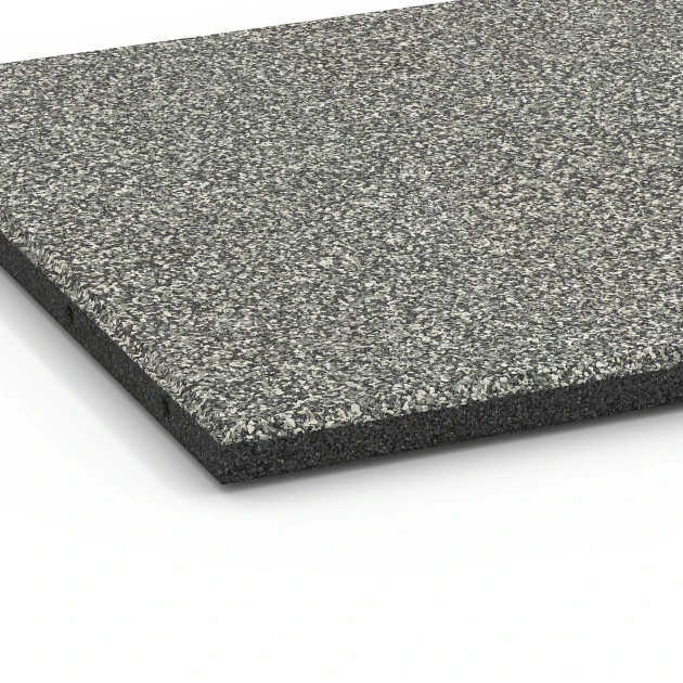 Detailaufnahme der Randausprägung von WARCO-Produkt 6414, Fallskyddsplatta – 90 cm, Format 50 x 50 x 3 cm | 0,25 m², Farbe Grå granit.