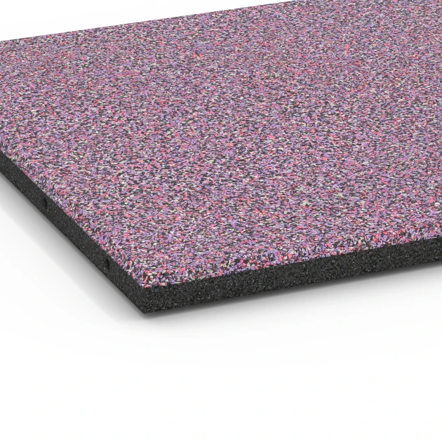 Detailaufnahme der Randausprägung von WARCO-Produkt 6418, Fallskyddsplatta – 90 cm, Format 50 x 50 x 3 cm | 0,25 m², Farbe Lavendel.