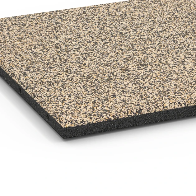 Detailaufnahme der Randausprägung von WARCO-Produkt 6419, Fallskyddsplatta – 90 cm, Format 50 x 50 x 3 cm | 0,25 m², Farbe Travertin.