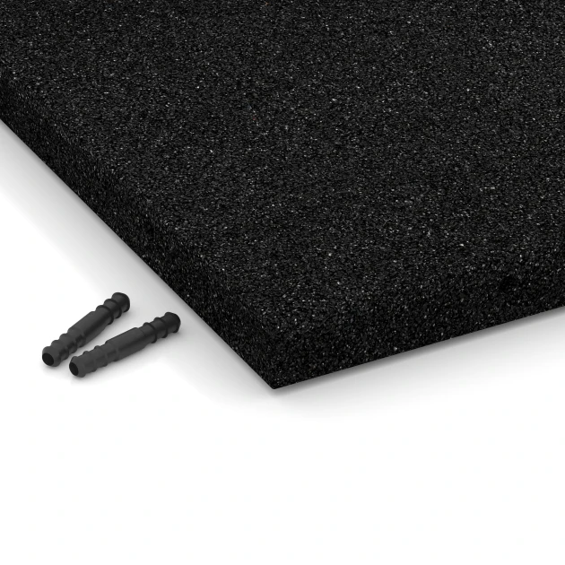 Detailaufnahme der Randausprägung von WARCO-Produkt 6253, Fallskyddsplatta – 140 cm, Format 50 x 50 x 4 cm, Farbe Antracit.