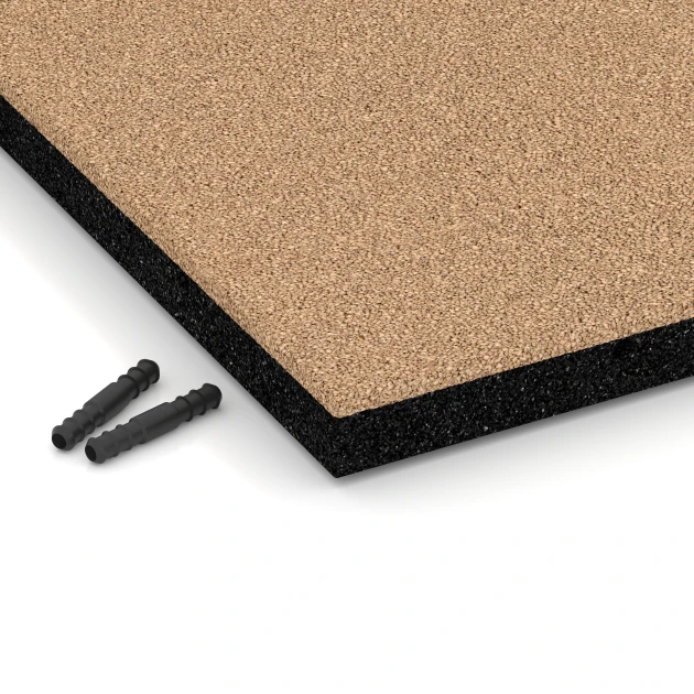 Detailaufnahme der Randausprägung von WARCO-Produkt 6222, Fallskyddsplattor, Format 50 x 50 x 4 cm, Farbe Sandbeige.
