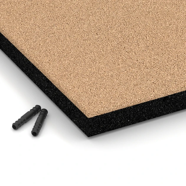 Detailaufnahme der Randausprägung von WARCO-Produkt 6225, Fallskyddsplattor, Format 50 x 50 x 4,5 cm, Farbe Sandbeige.