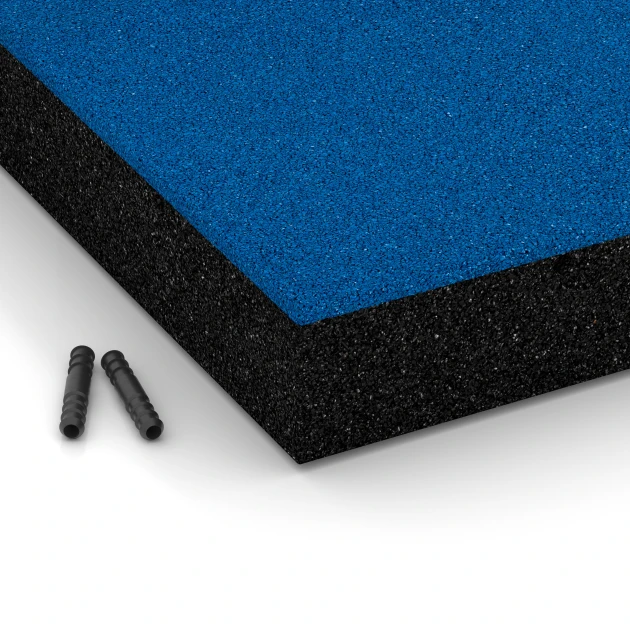 Detailaufnahme der Randausprägung von WARCO-Produkt 6232, Fallskyddsplattor, Format 50 x 50 x 8 cm, Farbe Himmelsblå.