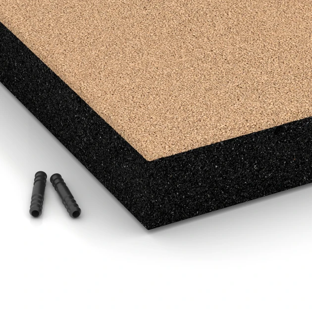 Detailaufnahme der Randausprägung von WARCO-Produkt 6234, Fallskyddsplattor, Format 50 x 50 x 8 cm, Farbe Sandbeige.