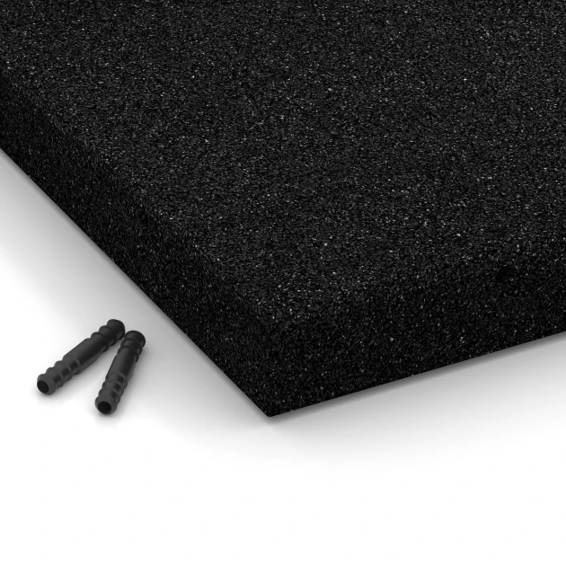 Detailaufnahme der Randausprägung von WARCO-Produkt 6265, Fallskyddsplatta – 180 cm, Format 50 x 50 x 6 cm, Farbe Antracit.