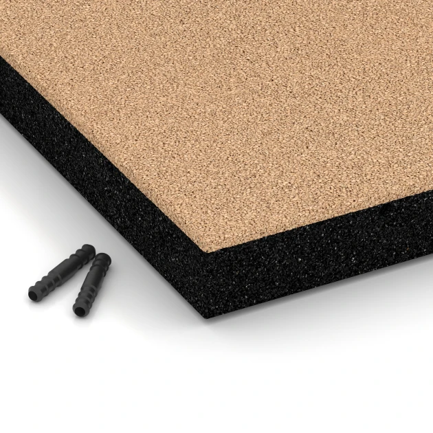 Detailaufnahme der Randausprägung von WARCO-Produkt 6270, Fallskyddsplatta – 180 cm, Format 50 x 50 x 6 cm, Farbe Sandbeige.