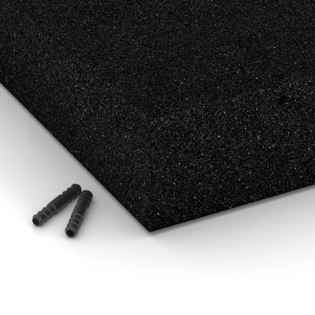 Detailaufnahme der Randausprägung von WARCO-Produkt 6277, Fallskyddsplatta – 300 cm, Format 50 x 50 x 11 cm, Farbe Antracit.