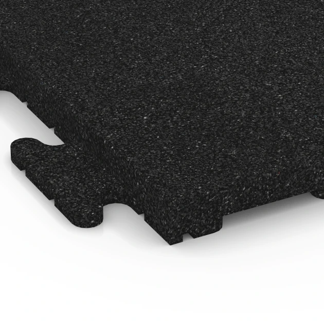 Detailaufnahme der Randausprägung von WARCO-Produkt 6190, Träningsgolvplatta Classic, Format 50 x 50 x 3 cm | 0,25 m², Farbe Antracit.