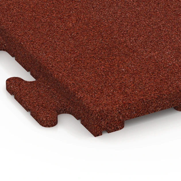 Detailaufnahme der Randausprägung von WARCO-Produkt 6976, Träningsgolvplatta Classic, Format 50 x 50 x 3 cm | 0,25 m², Farbe Tegelröd.