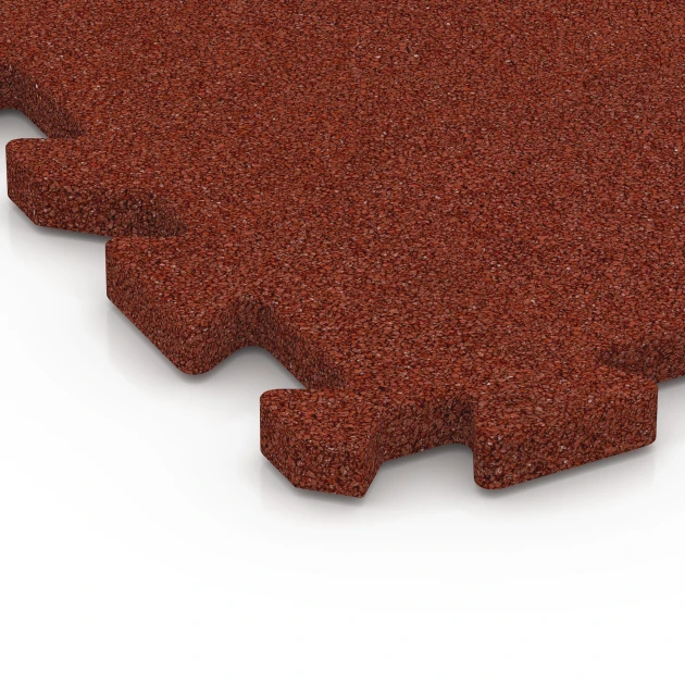 Detailaufnahme der Randausprägung von WARCO-Produkt 6300, Fallskyddsplatta med pusselkoppling, Format 50 x 50 x 3 cm | 0,25 m², Farbe Tegelröd.