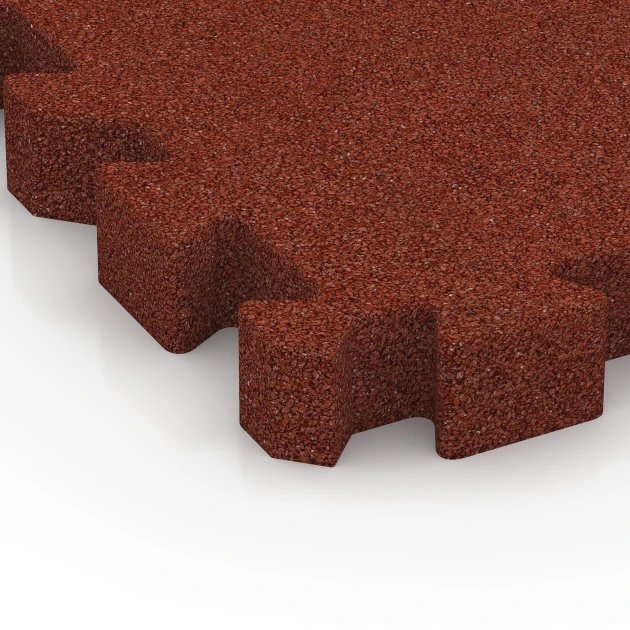 Detailaufnahme der Randausprägung von WARCO-Produkt 6310, Fallskyddsplatta med pusselkoppling, Format 50 x 50 x 6 cm | 0,25 m², Farbe Tegelröd.