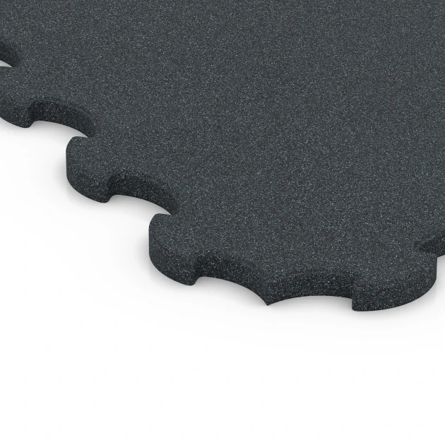 Detailaufnahme der Randausprägung von WARCO-Produkt 6323, Golvskyddsmatta för gym, Format 102,5 x 102,5 x 2,5 cm | 1,05 m², Farbe Antracit.