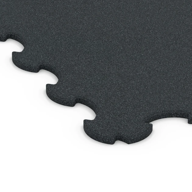 Detailaufnahme der Randausprägung von WARCO-Produkt 6376, Fitness Skyddsmatta, Format 102,5 x 102,5 x 1,5 cm | 1,05 m², Farbe Antracit.