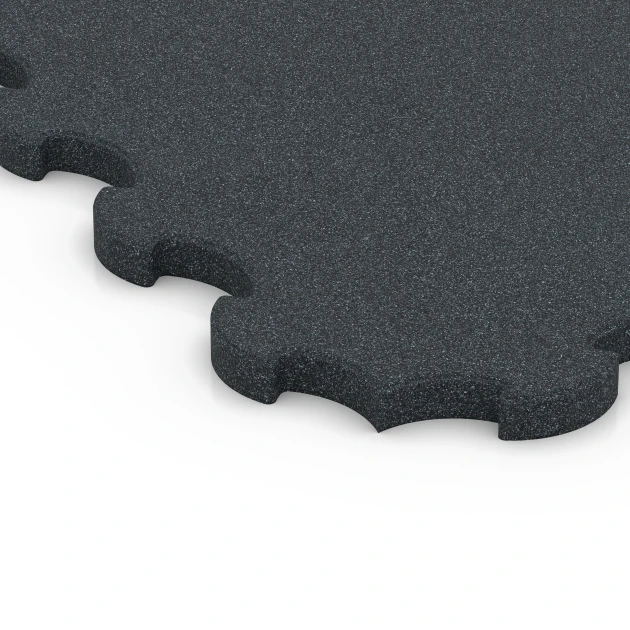 Detailaufnahme der Randausprägung von WARCO-Produkt 6322, Fitness Skyddsmatta, Format 102,5 x 102,5 x 3 cm | 1,05 m², Farbe Antracit.