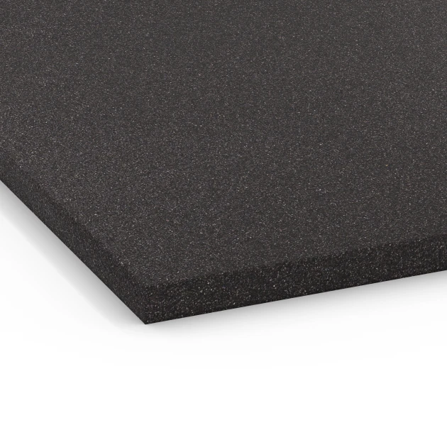 Detailaufnahme der Randausprägung von WARCO-Produkt 6658, Underlagsplatta Kl. 1, Format 104 x 104 x 2,8 cm, Farbe Antracit.