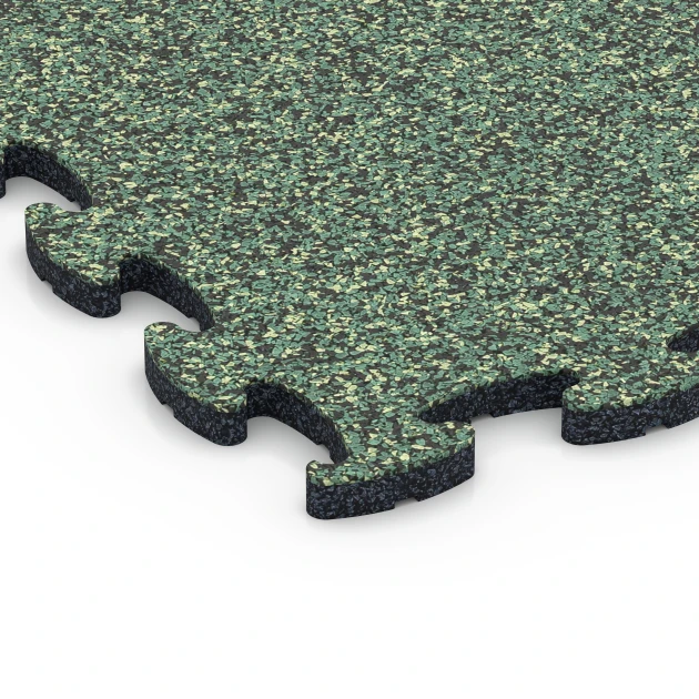 Detailaufnahme der Randausprägung von WARCO-Produkt 6780, Träningsmatta gummi, Format 44,6 x 44,6 x 1,8 cm, Farbe Engelskt gräs.