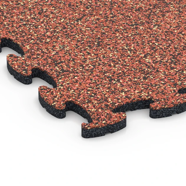 Detailaufnahme der Randausprägung von WARCO-Produkt 6782, Träningsmatta gummi, Format 44,6 x 44,6 x 1,8 cm, Farbe Etna.