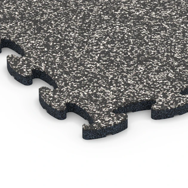 Detailaufnahme der Randausprägung von WARCO-Produkt 6796, Agilitygolv hundsport, Format 44,6 x 44,6 x 1,8 cm, Farbe Mörkgrå granit.