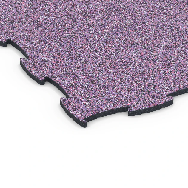 Detailaufnahme der Randausprägung von WARCO-Produkt 6900, Hundsportgolv inomhus, Format 44,6 x 44,6 x 1,8 cm, Farbe Lavendel.