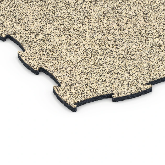 Detailaufnahme der Randausprägung von WARCO-Produkt 6838, Fitness Active gymgolv, Format 97,1 x 97,1 × 1,8 cm, Farbe Travertin.